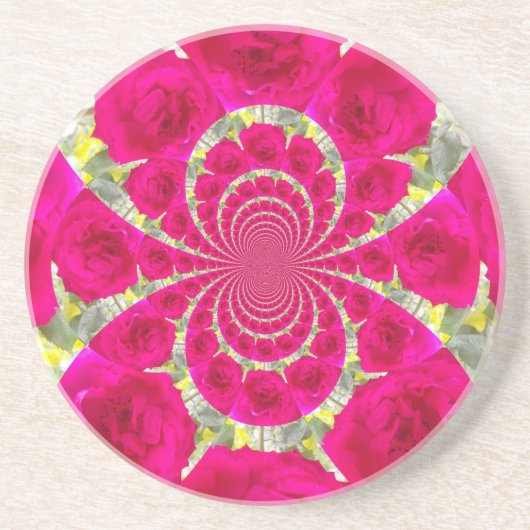 ビューティフルアメージングレッドローズ万華鏡のように千変万化するパターンパターン コースター (正面)