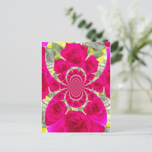 ビューティフルアメージングレッドローズ万華鏡のように千変万化するパターンパターン ポストカード (スタンド正面)