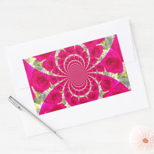 ビューティフルアメージングレッドローズ万華鏡のように千変万化するパターンパターン 長方形シール (封筒)