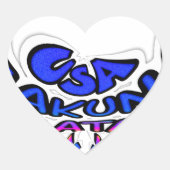 ビューティフルアメージングUSAおもしろい文字アートパターンデザイン ハートシール (正面)