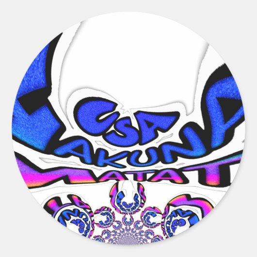 ビューティフルアメージングUSAおもしろい文字アートパターンデザイン ラウンドシール (正面)