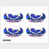 ビューティフルアメージングUSAおもしろい文字アートパターンデザイン 楕円形シール (シート)