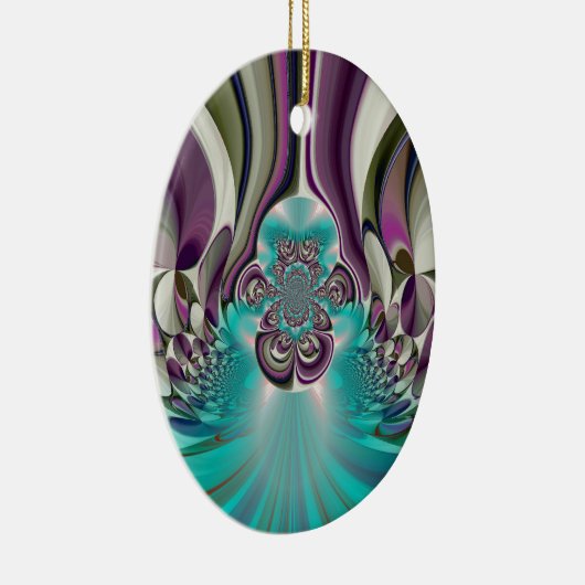 ビューティフルアンゲリックパープルとシアン抽象芸術プリント セラミックオーナメント (右)