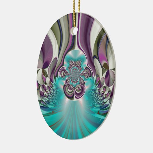 ビューティフルアンゲリックパープルとシアン抽象芸術プリント セラミックオーナメント (左)