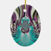 ビューティフルアンゲリックパープルとシアン抽象芸術プリント セラミックオーナメント (正面)