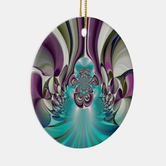 ビューティフルアンゲリックパープルとシアン抽象芸術プリント セラミックオーナメント (右)