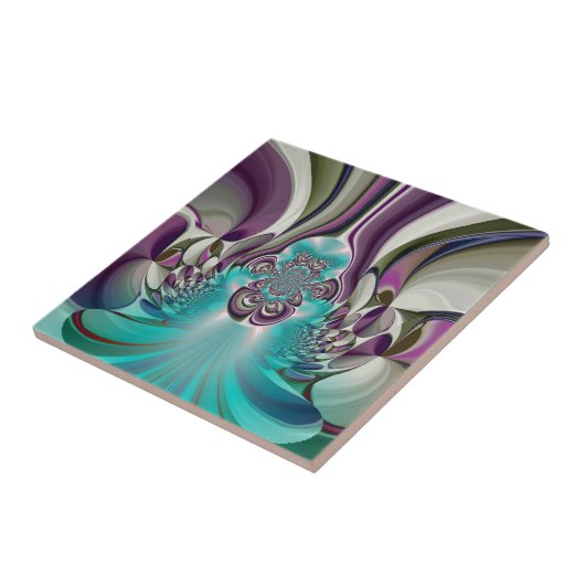 ビューティフルアンゲリックパープルとシアン抽象芸術プリント タイル (側面)