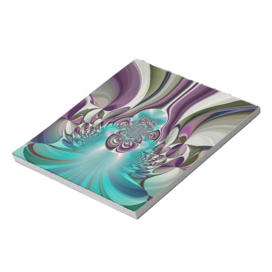 ビューティフルアンゲリックパープルとシアン抽象芸術プリント ノートパッド (回転)