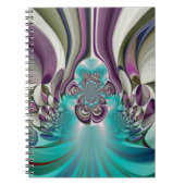 ビューティフルアンゲリックパープルとシアン抽象芸術プリント ノートブック (正面)