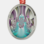 ビューティフルアンゲリックパープルとシアン抽象芸術プリント メタルオーナメント (左)