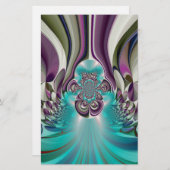 ビューティフルアンゲリックパープルとシアン抽象芸術プリント 便箋 (正面/裏面)