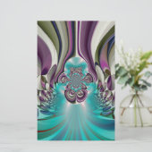 ビューティフルアンゲリックパープルとシアン抽象芸術プリント 便箋 (スタンド正面)