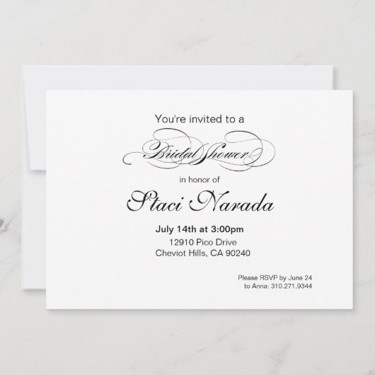 ビューティフルイエローアンドホワイトルクスブライダルシャワー 招待状 (裏面)