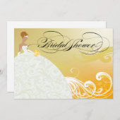 ビューティフルイエローアンドホワイトルクスブライダルシャワー 招待状 (正面/裏面)