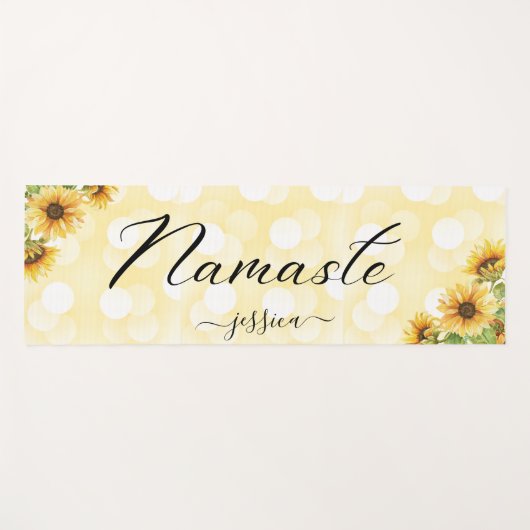 ビューティフルイエローサンフラワーフローラカスタムナマステ ヨガマット (正面(横))