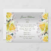 ビューティフルイエローピースバラフラワーズ誕生日 招待状 (正面)