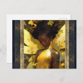 ビューティフルイエローフェアリー女性ファンタジーアート ポストカード (正面/裏面)