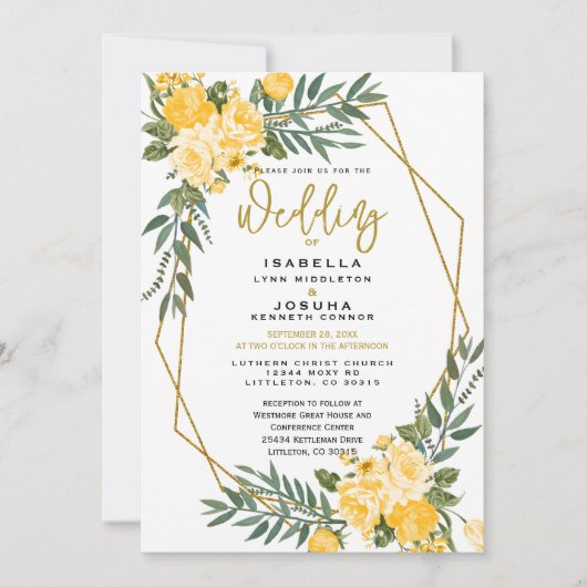ビューティフルイエローフローラ 招待状 (正面)