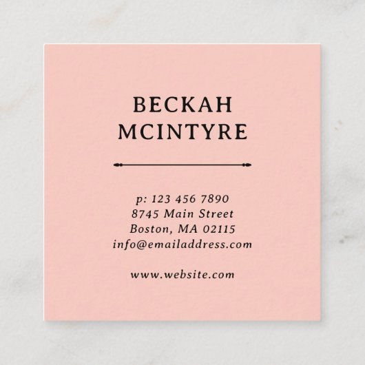 ビューティフルイエローブルーコーラルフローラモノグラム スクエア名刺 (裏面)