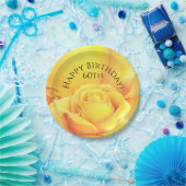 ビューティフルイエローローズハッピーバースデー ペーパープレート (パーティー)