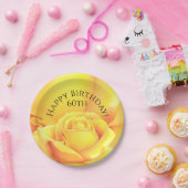 ビューティフルイエローローズハッピーバースデー ペーパープレート (パーティー)