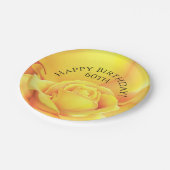 ビューティフルイエローローズハッピーバースデー ペーパープレート (アングル)