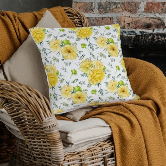 ビューティフルイエローローズブーケ装飾用クッション クッション