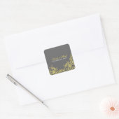 ビューティフルイエロー&グレー結婚フローラ スクエアシール (封筒)