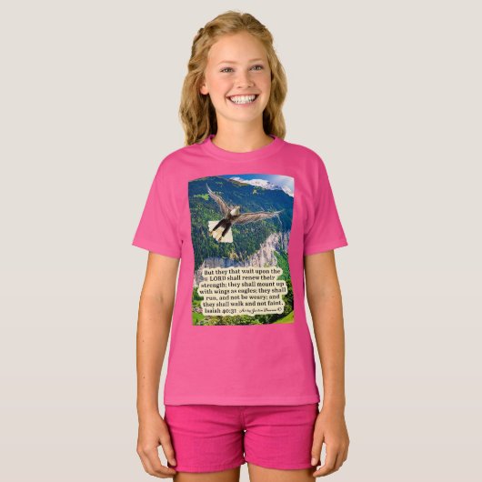 ビューティフルイーグル聖なる書物、 経典イザヤ40:31 Tシャツ (正面フル)