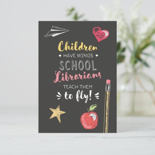 ビューティフルウィングス引用文-学校図書館員 サンキューカード (スタンド正面)