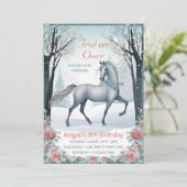 ビューティフルウィンターフォレストフローラホース誕生日 招待状 (スタンド正面)