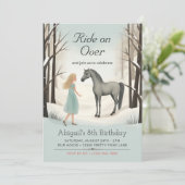 ビューティフルウィンターホースアンドガールポニー誕生日 招待状 (スタンド正面)
