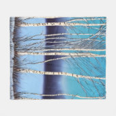 ビューティフルウィンター樺の木 フリースブランケット (正面(横))