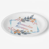 ビューティフルウォータカラーフローララマダンカレム ペーパープレート (アングル)