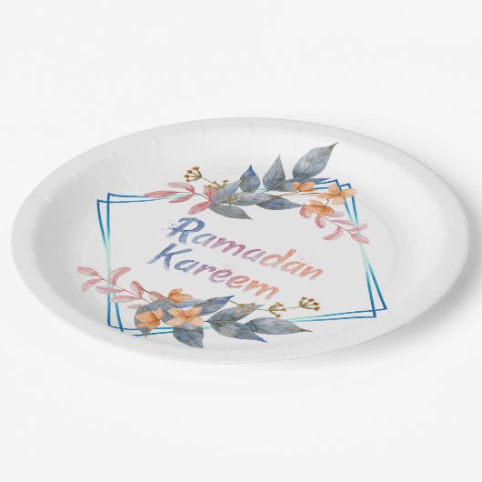 ビューティフルウォータカラーフローララマダンカレム ペーパープレート (アングル)