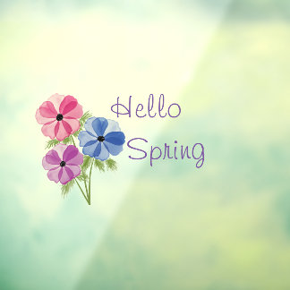 ビューティフルウォーターカラーアネモネハロー春 ウィンドウサイン