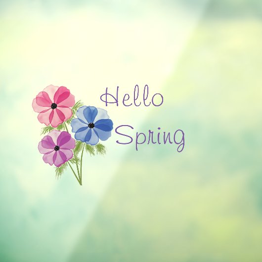 ビューティフルウォーターカラーアネモネハロー春 ウィンドウサイン (シート3)