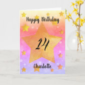 ビューティフルウォーターカラースターズ14誕生日 カード (黄色い花)