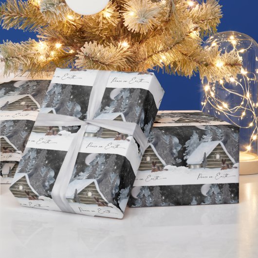 ビューティフルウォーターカラードイツシェパードホリデイ ラッピングペーパー (クリスマス)