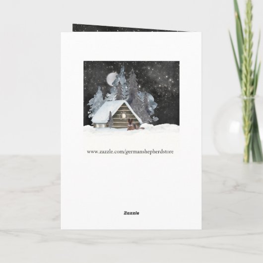 ビューティフルウォーターカラードイツシェパードホリデー シーズンカード (裏面)