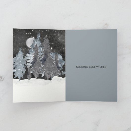 ビューティフルウォーターカラードイツシェパードホリデー シーズンカード (内部)