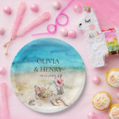 ビューティフルウォーターカラーヒトデビーチ結婚式 ペーパープレート (パーティー)