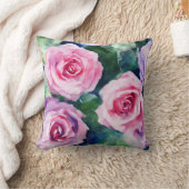 ビューティフルウォーターカラーピンクローズコレクシ人気があるョン クッション (ブランケット)