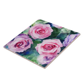 ビューティフルウォーターカラーピンクローズコレクシ人気があるョン タイル