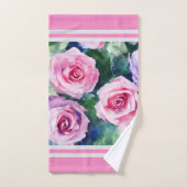 ビューティフルウォーターカラーピンクローズコレクシ人気があるョン バスタオルセット (ハンドタオル)