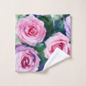 ビューティフルウォーターカラーピンクローズコレクシ人気があるョン バスタオルセット (ウォッシュタオル)