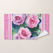 ビューティフルウォーターカラーピンクローズコレクシ人気があるョン バスタオルセット (ハンドタオル)