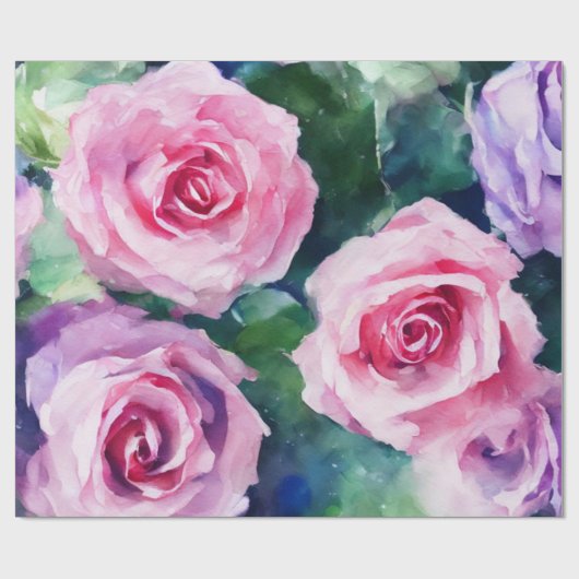 ビューティフルウォーターカラーピンクローズコレクシ人気があるョン ラッピングペーパー (フラット)