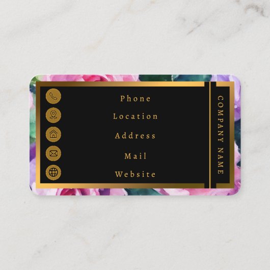 ビューティフルウォーターカラーピンクローズコレクシ人気があるョン 名刺 (裏面)