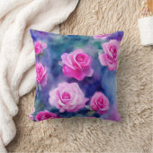 ビューティフルウォーターカラーピンクローズトレンディーコレクション クッション (ブランケット)